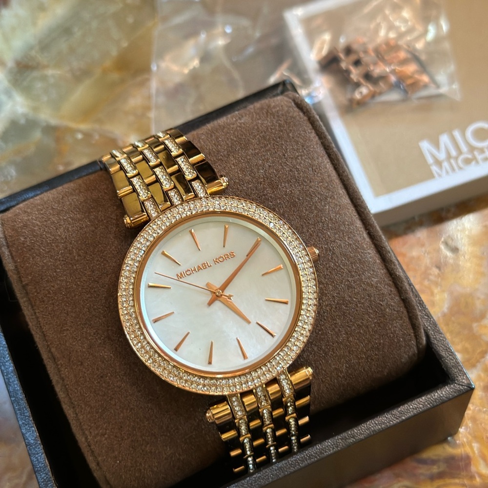 Michael Kors Gold and White Women's Watch